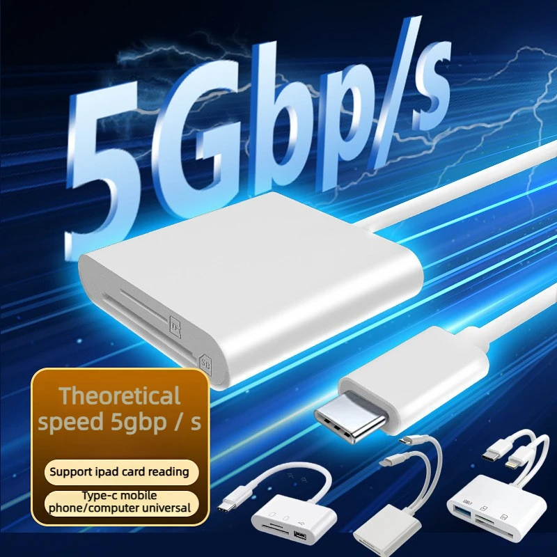 5 in 1 Memory Card Reader, USB OTG Adapter & SD Card Reader USB C and USB A Devices with Micro SD & SD Card Slots