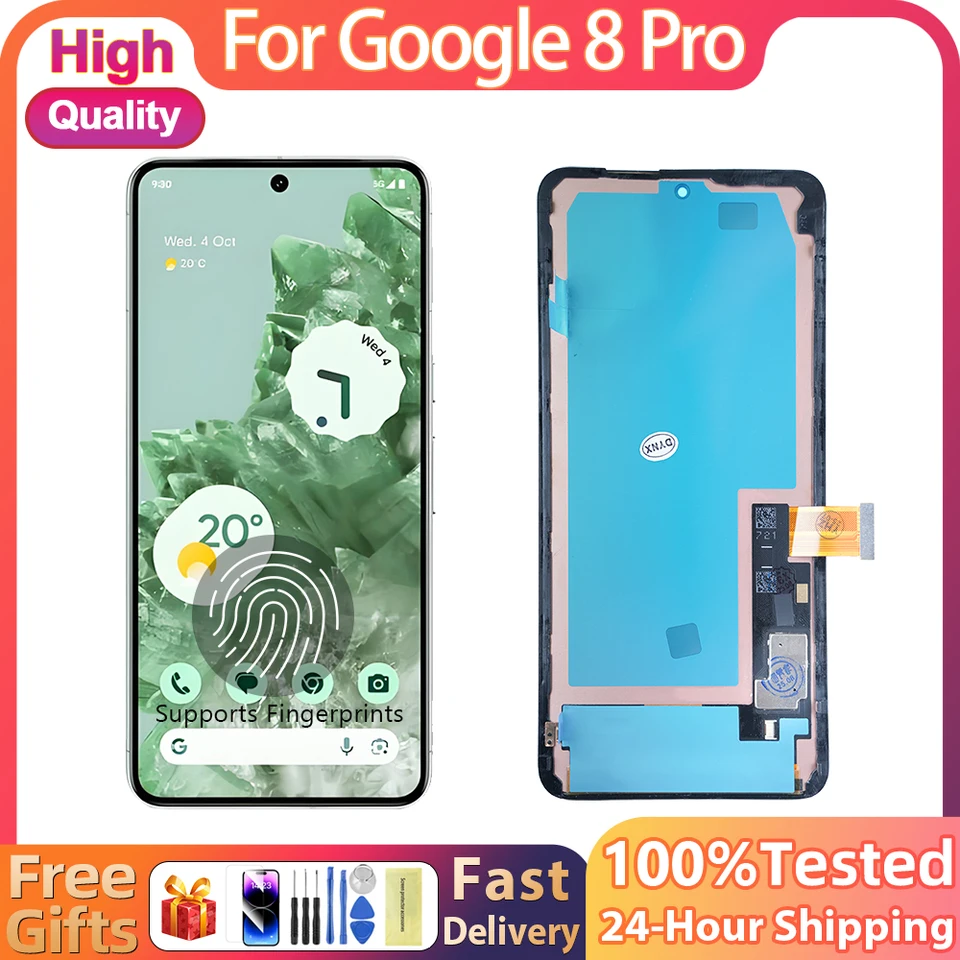 AMOLED For Google Pixel 8 Pro LCD Display Touch Screen Scanner