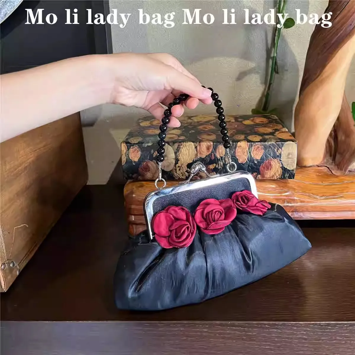 Luxury Satin Cloud Bag Fashion Solid Rose Floral Evening Bag High Quality Women Handbag Wedding Party Clutch Purse Crossbody Bag