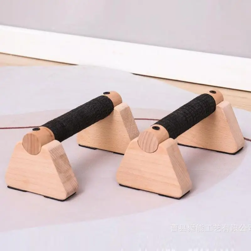 Wood Calisthenics Bar Solid Wood Parallettes Push-Up Bar for Home Gym Floor Workouts Bodyweight Training gallery 3