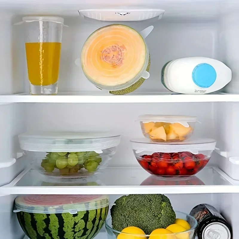 6pcs Silicone Stretch Lids,Food Bowl Covers,Reusable Food Saving Cover,Stretchable Multifunctional Fruit And Vegetable