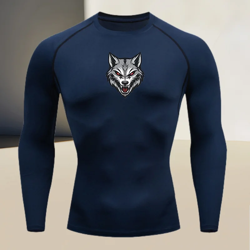Men's long sleeved round neck thin sports tight fitting quick drying T-shirt, suitable for bodybuilding and physical training view 3