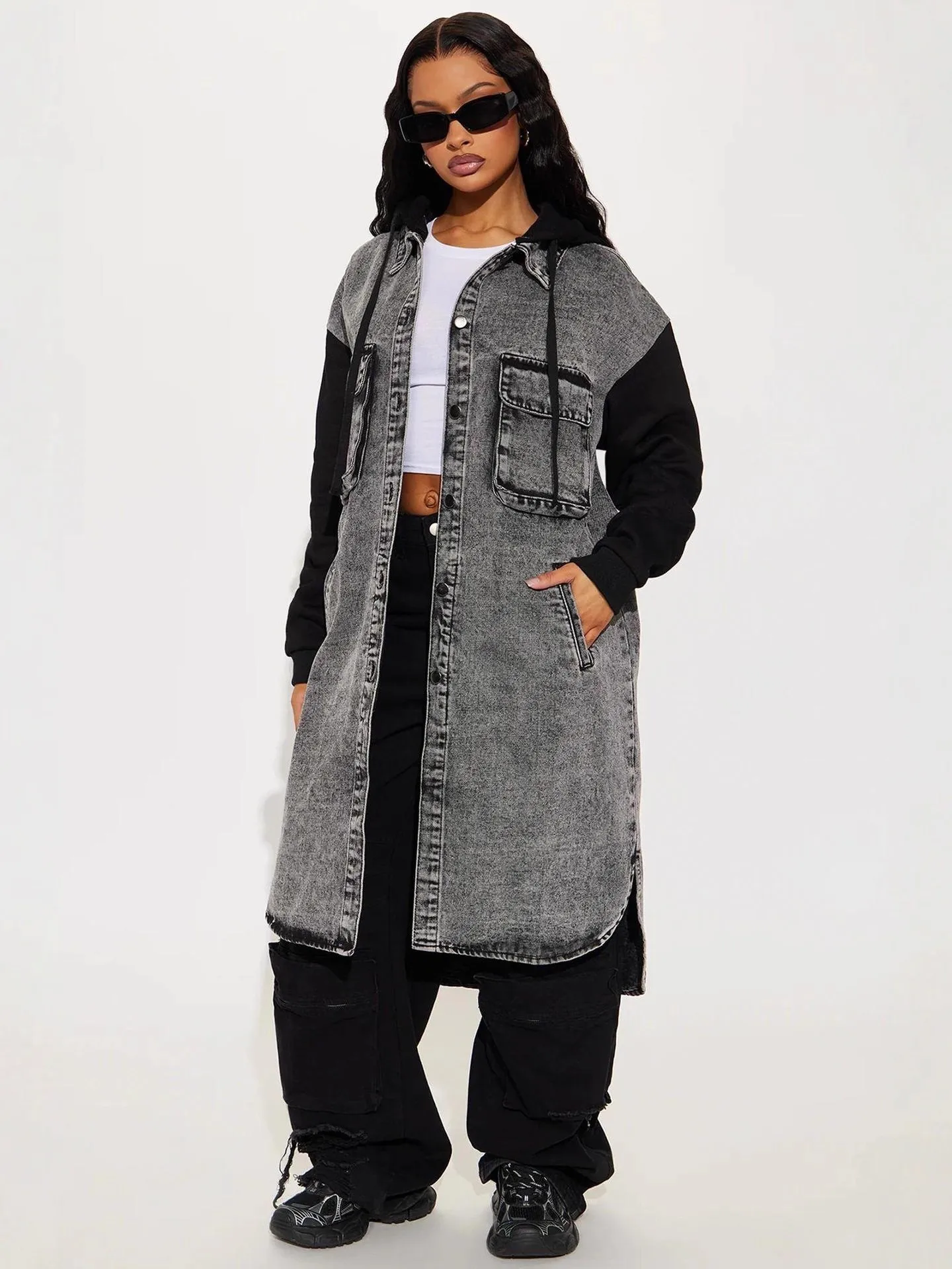 

Свободная джинсовая куртка в стиле casual, модная, индивидуальная, женская, зимняя, теплая, на флисовой подкладке, для беременных