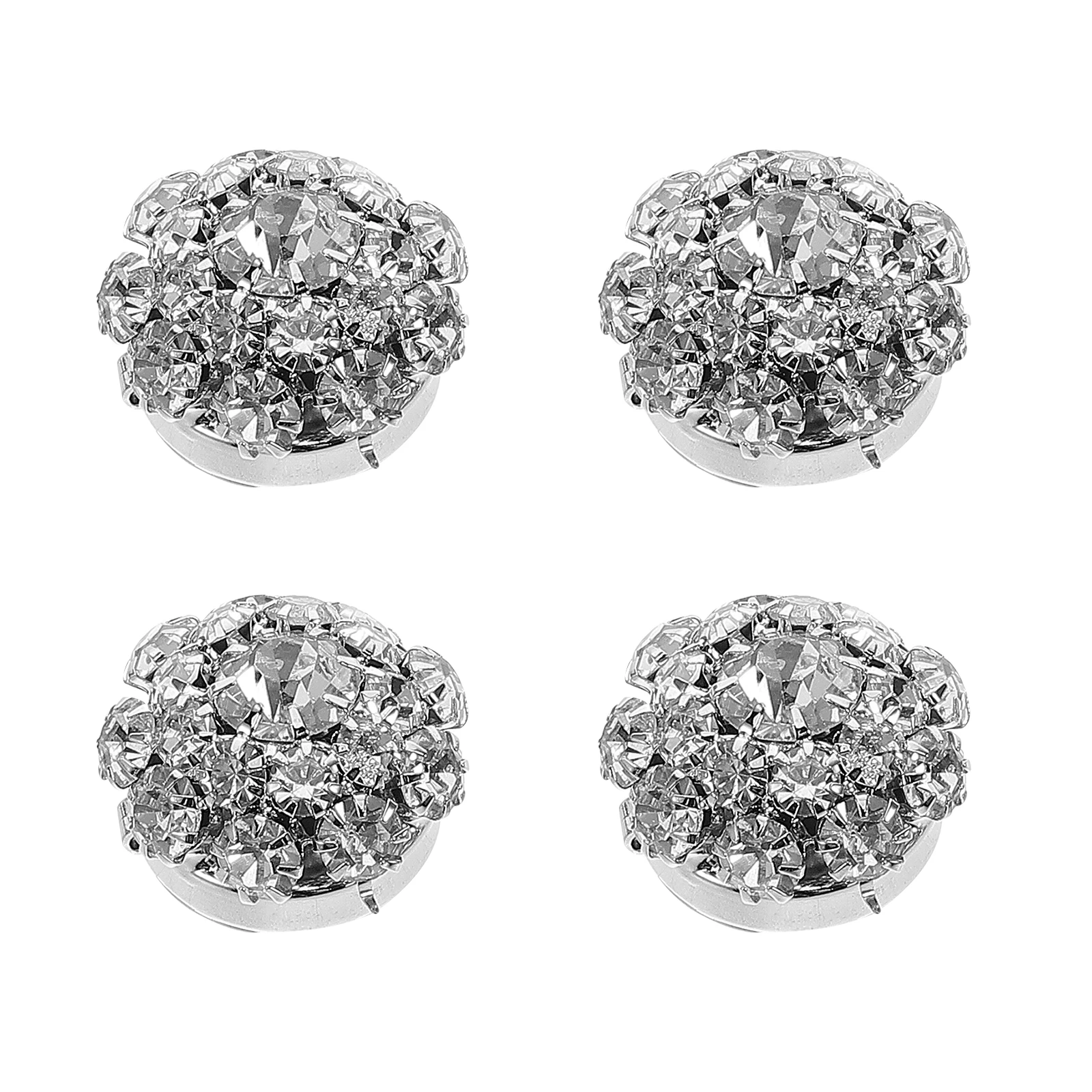 

4pcs Flower Shape Rhinestone Buttons Metal Crystal Embellishments For Clothes Handbags Shoes Sewing Craft Accessories