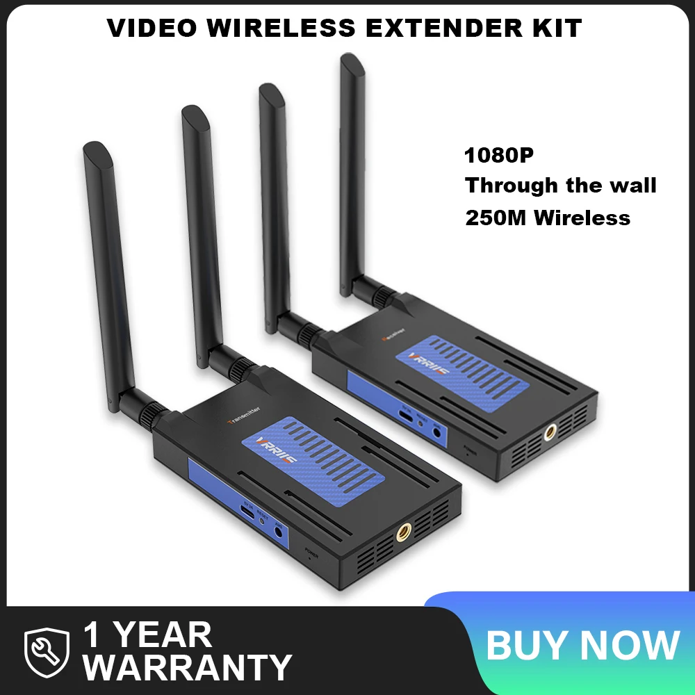 

Vrriis Wireless Hdmi Extender kit Video Transmitter and Receiver 1080P 200M for DSLR Laptop STB PC To TV Monitor Projector