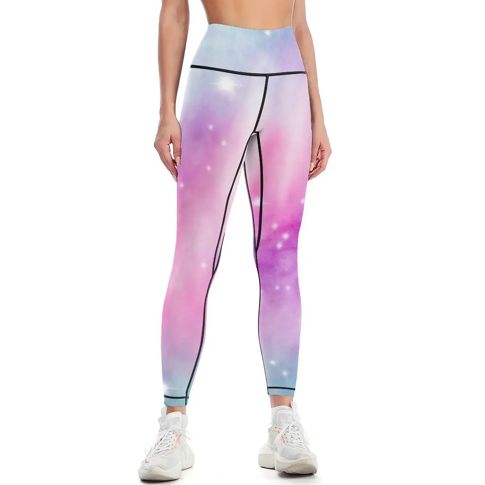 

Trendy bright watercolor pastel nebula space hand painted Leggings gym womans Women's sports Women's gym Womens Leggings