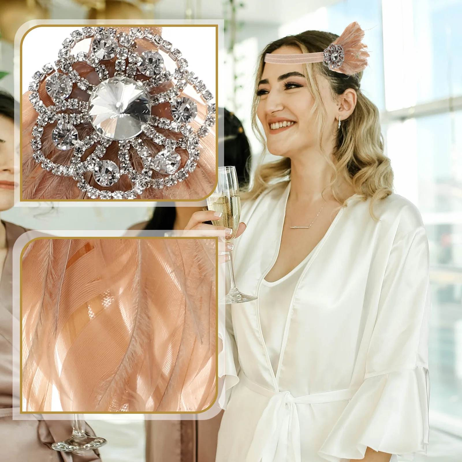 1Pcs Elegant Bridal Headband Diamond Rhinestone Headpiece Lightweight Decor Hairband Headband