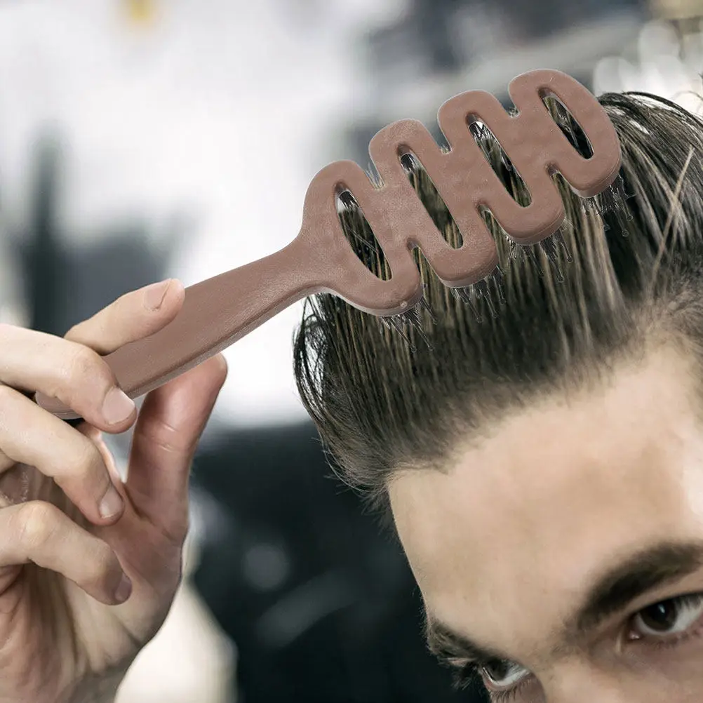 

2Pcs Boar Bristle Hairbrush Scalp Massage Comb Portable Travel Styling Tool Wide Tooth Voluminous Effect Durable Material