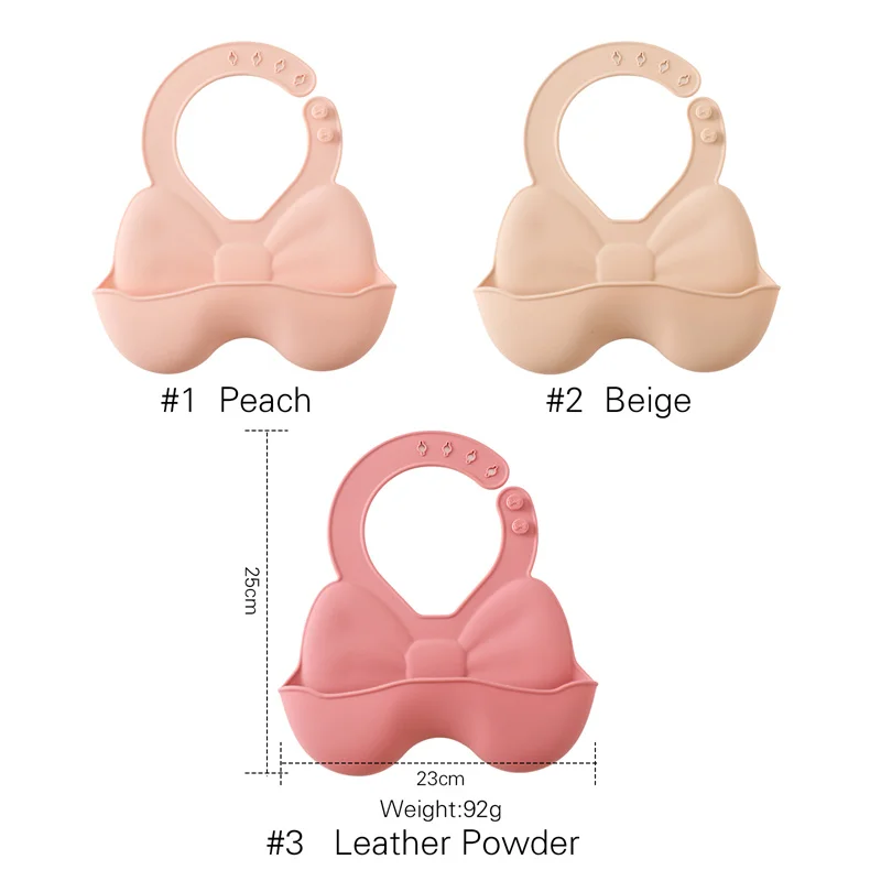 Baby Waterproof Bibs Toddler Silicone Bibs Cute Bowknot Aprons Kids Bib Girl Boy Adjustable Soft Silicone Bib Baby Feeding