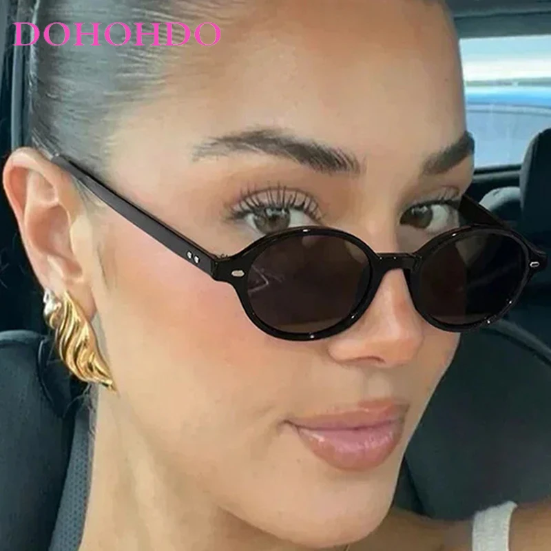 

Vintage Small Oval Rivets Decorate Classic Women Sunglasses Brand Design Men Sunglass Outdoor Drive Fishing Eyewear UV400 очки