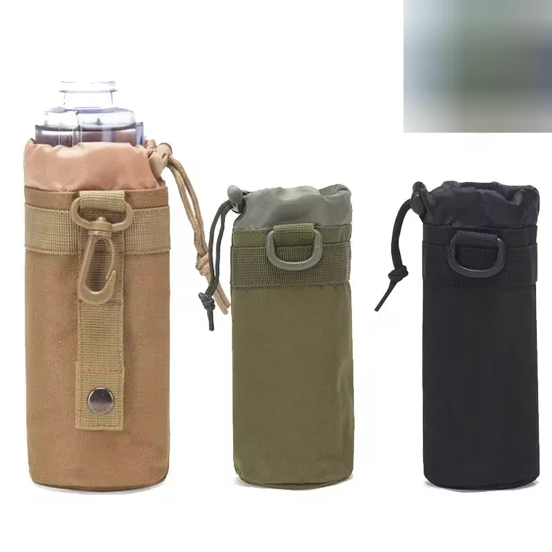 Hunting Water Bottle Pouch Outdoor Molle Kettle Pouch Holder Camping Hiking Cycling Bottle Bag Drawstring Multifunction Bottle
