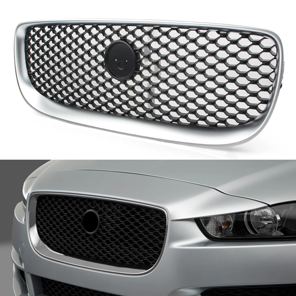 

Car Front Bumper Grill Upper Mesh Grille For Jaguar XE 2015 2016 2017 2018 Silver ABS Plastic