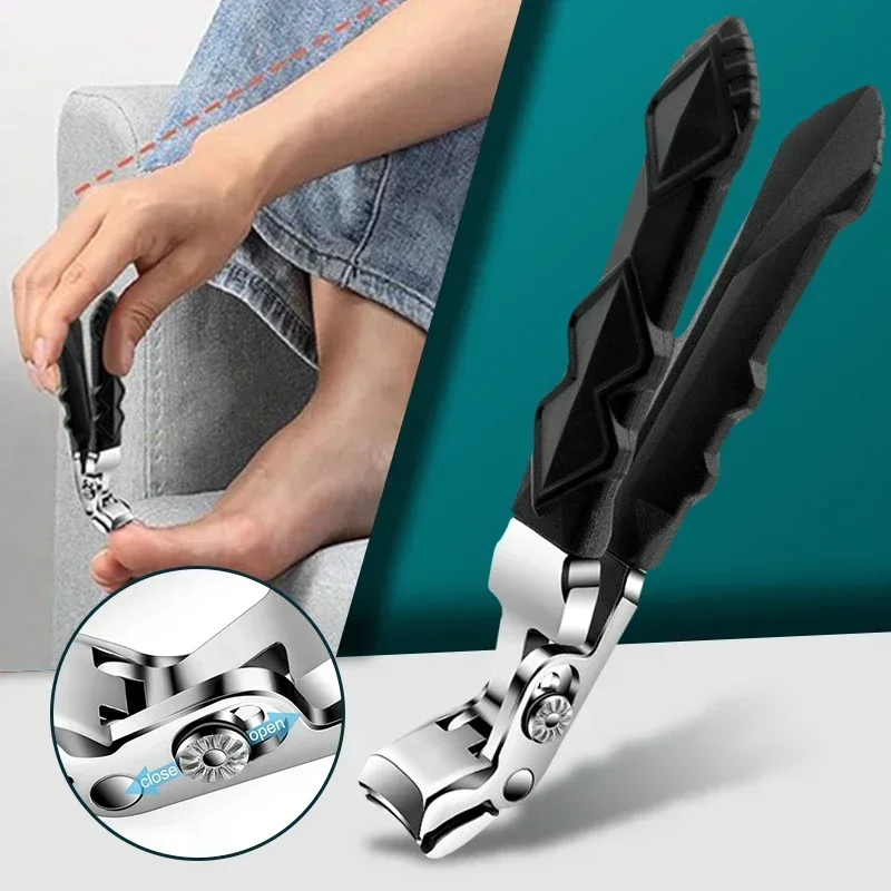 

Professional Stainless Steel Toenail Clippers for Seniors, Wide Jaw, Angled Head, Concave Blade