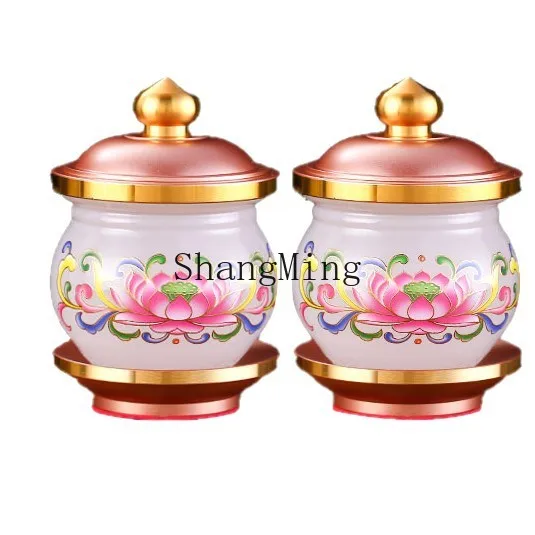 

DSA new God of Wealth white jade lotus water supply cup household Bodhisattva holy water cup Buddhist hall Buddha front water