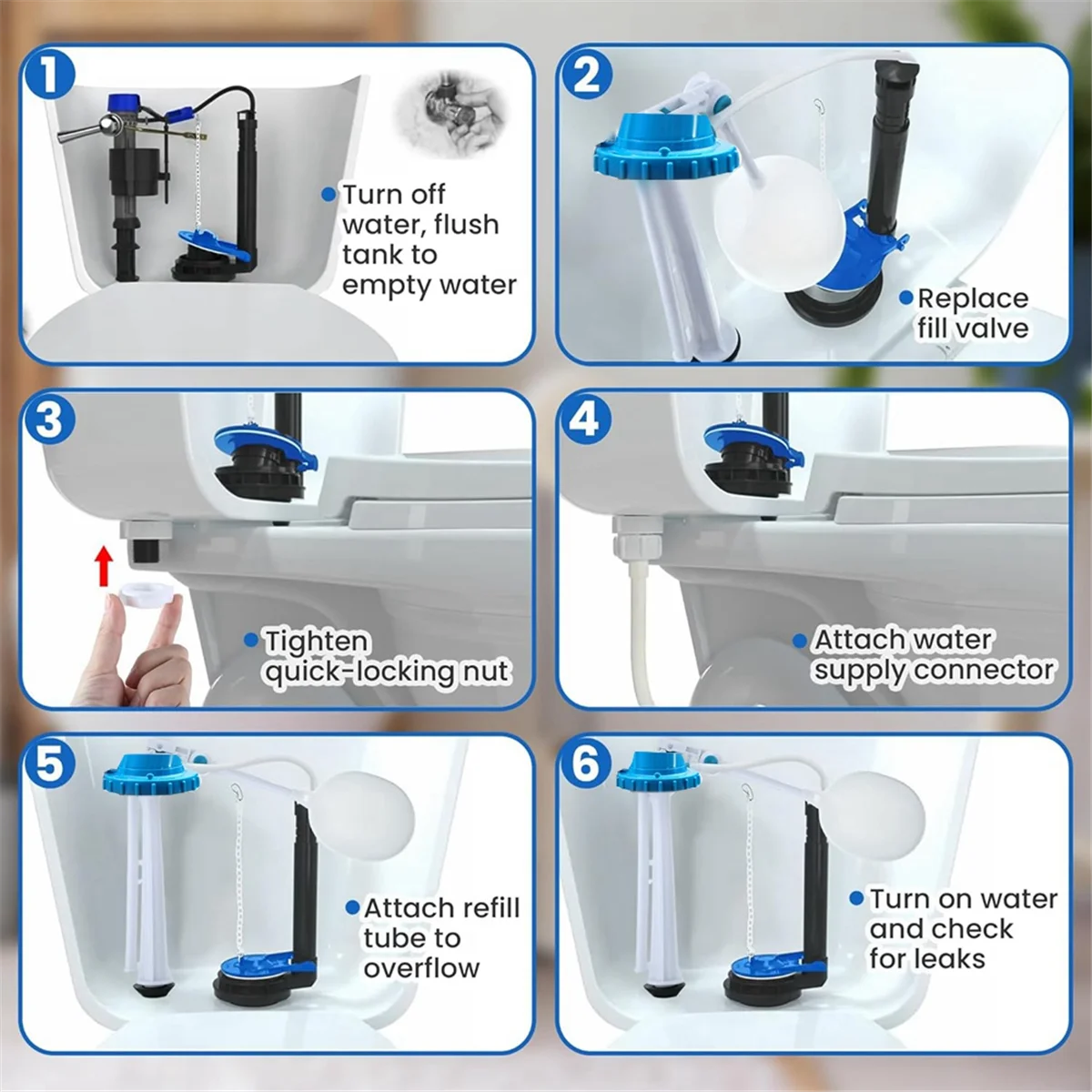 طقم استبدال خزان المرحاض النوعي، طقم استبدال صمام تعويم المرحاض مقاس 2 بوصة، يد دافق المرحاض المثبتة الأمامية