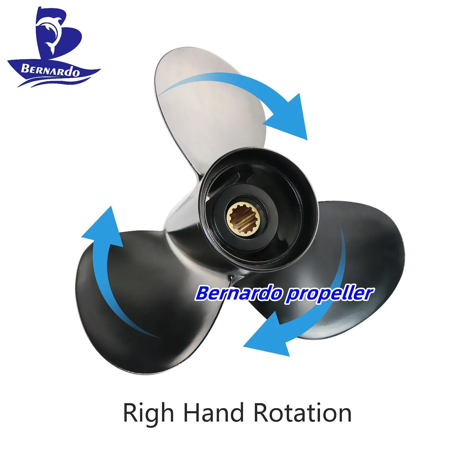 Bernardo Boat Propeller 11.1x13 Fit Tohatsu Outboard Engines 35 40 50 HP Motor Aluminum Alloy Screw 3 Blades 13 Tooth Spline RH