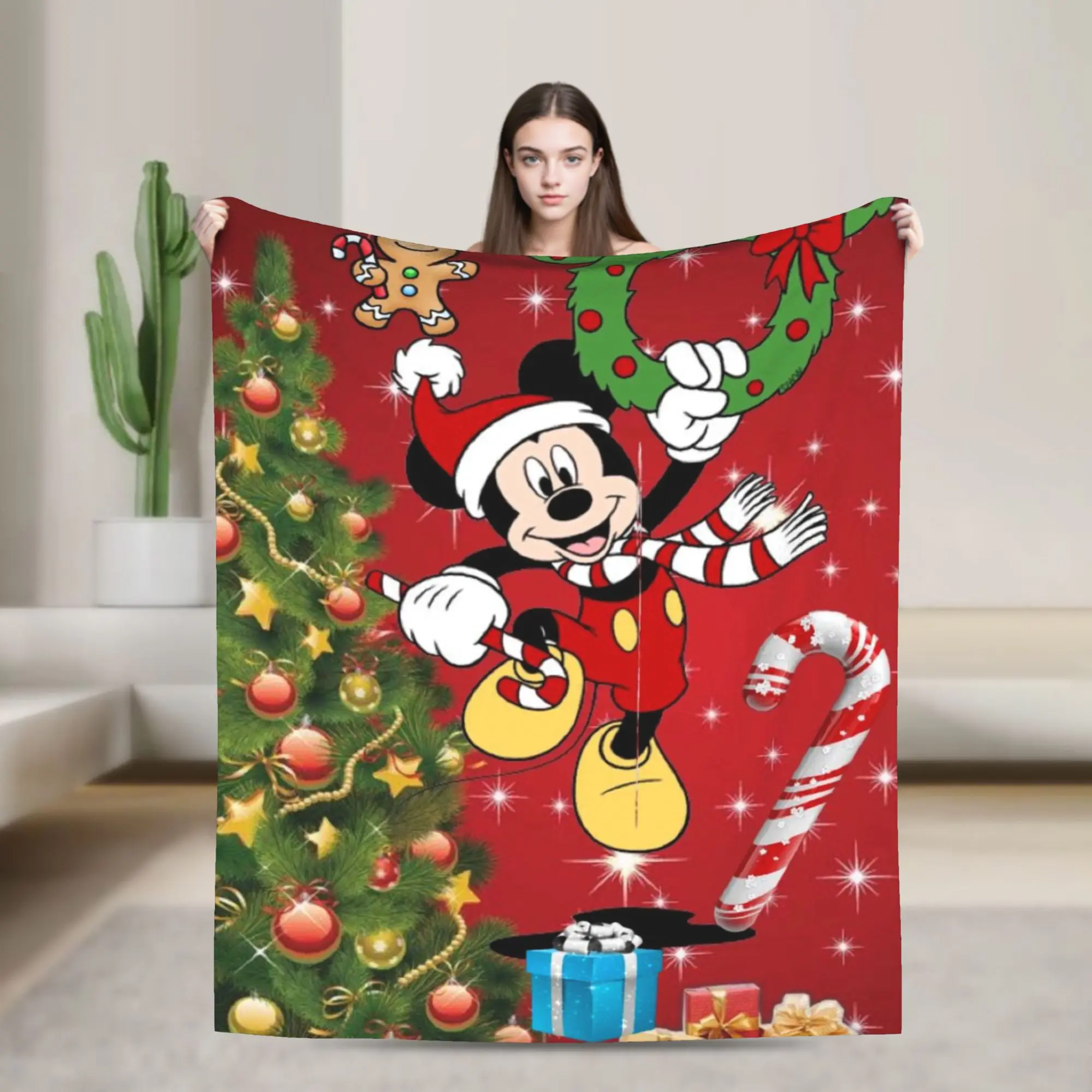 

Mickeys Mouse Minnie Christmas Blanket Warm Cozy Fluffy Throw Blankets for Sofa 50x60 Inch Multiple Sizes Rug Piece