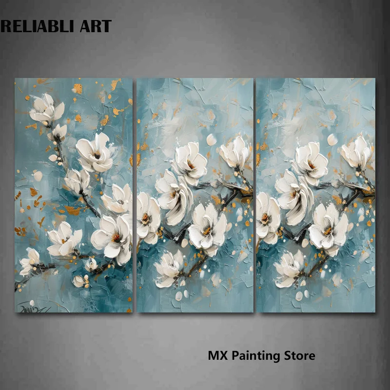 

White Cherry Blossom on Canvas,Modern Posters and Prints, Wall Art Picture, Living Room Decor, Unframed