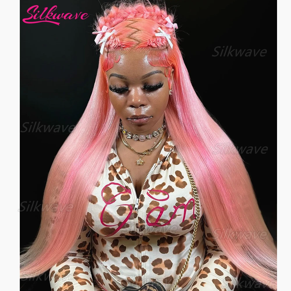 

Silkwave Light Pink Lace Frontal Wig Human Hair Pre plucked Brazilan Straight 13x4 13x6 Hd Lace Front Pink Colored Wig For Women
