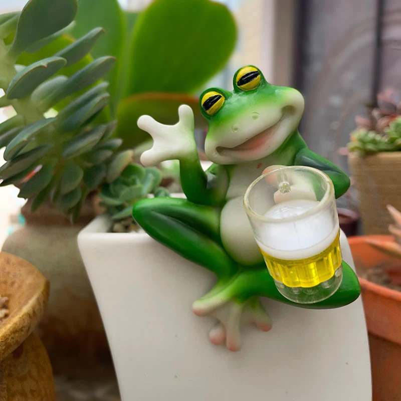 Frog Figurine Plant Hanger Decorations For Pots, Miniature Frog Statue Outdoor Women Gifts Frog Garden Decor Planter Pot Hugger