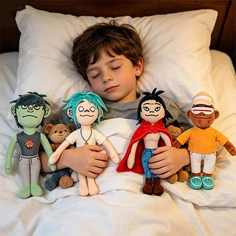 Heißer Gorillaz Noodle Plüsch Kawaii Virtual Band Street Fighter Stofftier Niedlicher Junge mit rotem Umhang für Fans, Enthusiasten und als Kindergeschenk – Detail 8