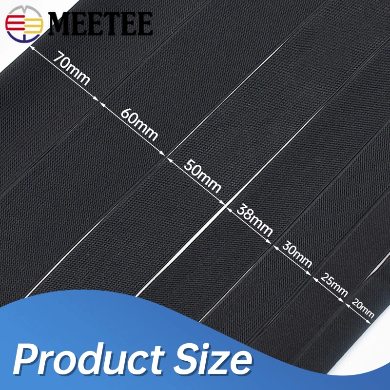 3/5M Meetee 20-50mm polyester Elastic Bands Stretch Rubber Webbing Tape Solid Color Pant Belt DIY