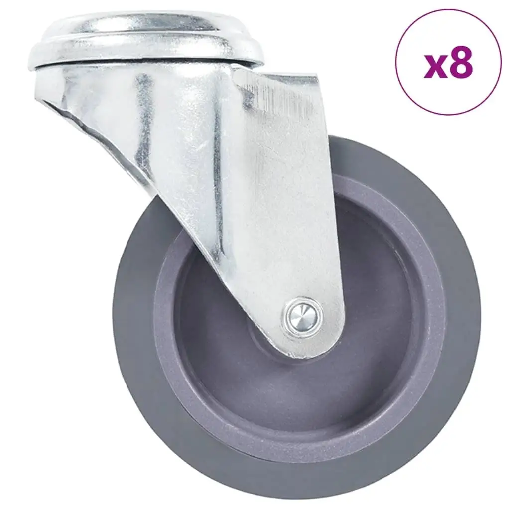 Set of 8 Durable 75mm Bolt Hole Swivel Casters for Easy Mobility