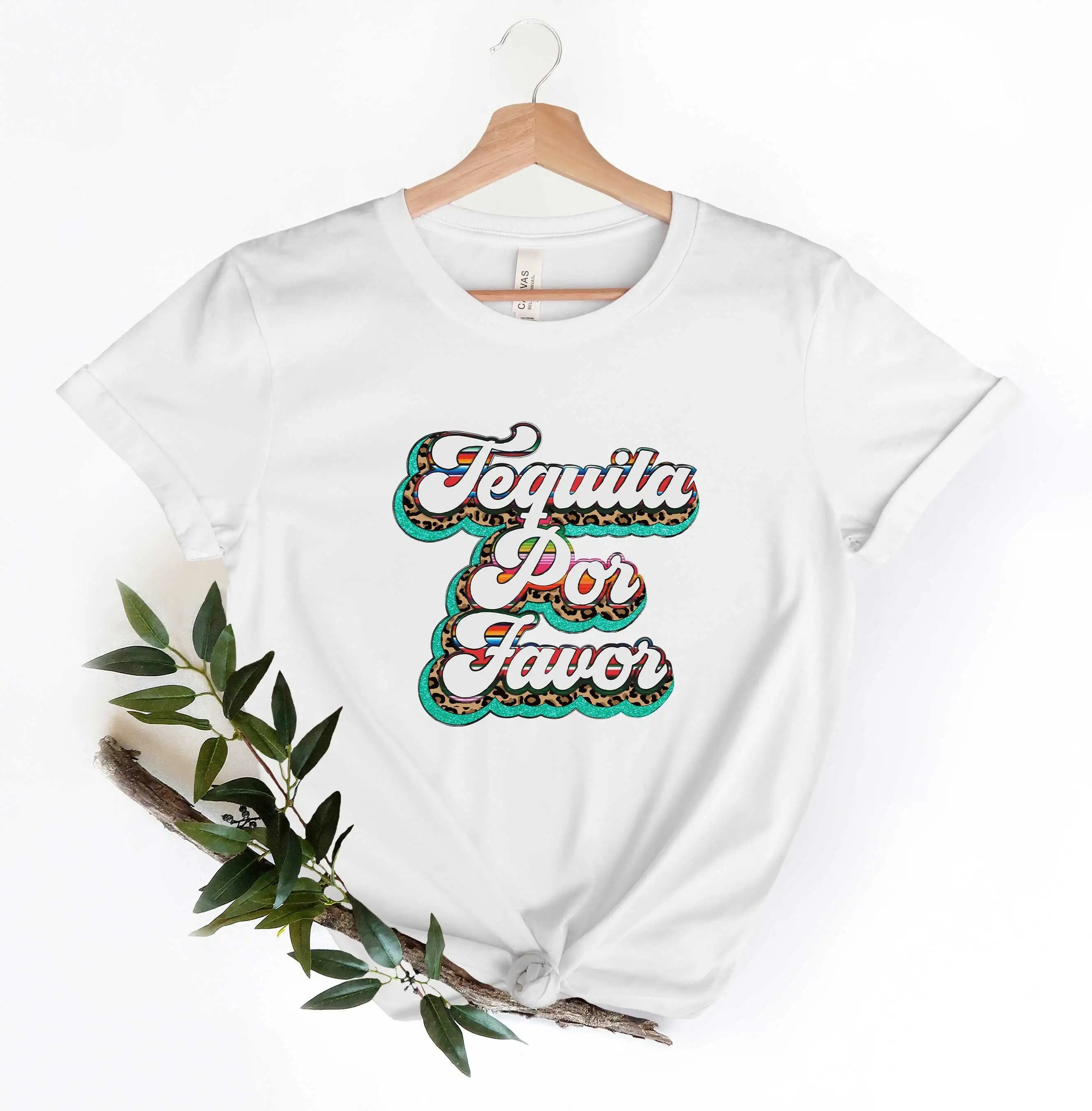 Tequila Por Favor T Shirt Leopard Retro Drinking Fiesta Cinco De Mayo Party