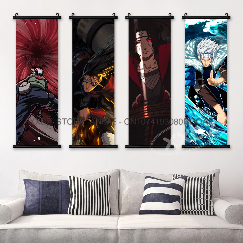 Naruto Scroll Bild Wandkunst Obito Hängendes Gemälde Sasuke Uchiha Leinwand Kakashi Anime Poster Home Decor Cartoon für Kinderzimmer – Detail 3