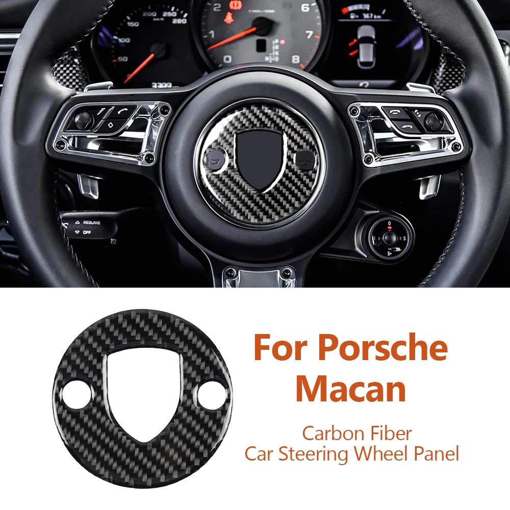 

For Porsche Macan Carbon Fiber Car Steering Wheel Panel Decorative Stickers Car-Styling Auto Interior Strip Modify Accessories