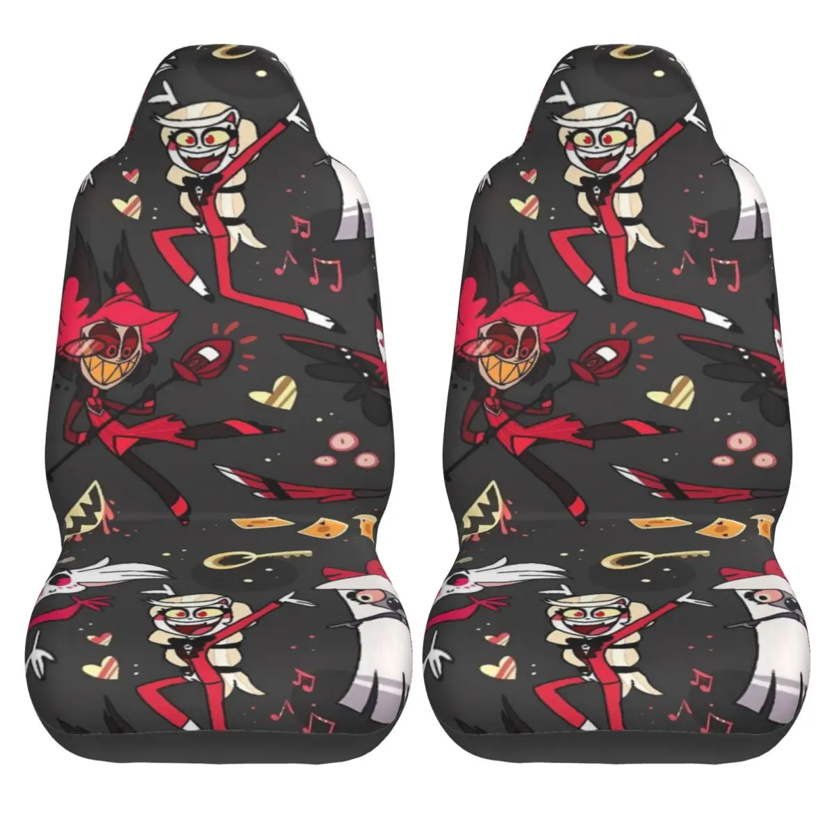 

Hazbin Hotels Car Seat Covers 2 Pcs Fashion Auto Seat Covers Interior Polyester Breathable Cover