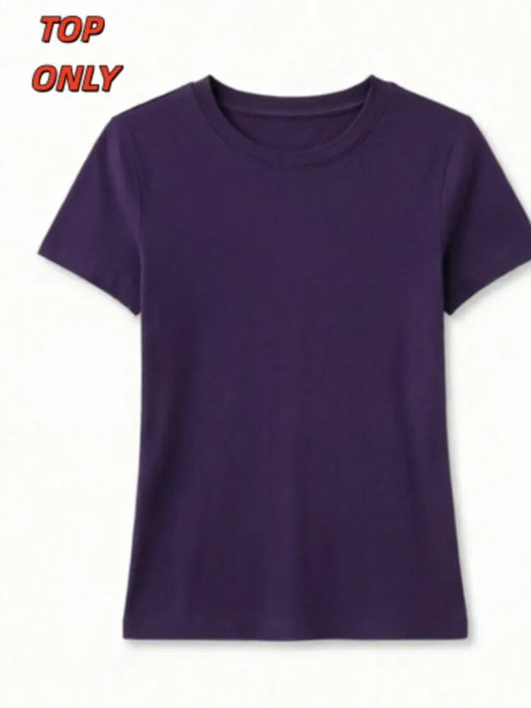 Sold Separately! Women's Blue Violet Knit Top & Floral Skirt 2PCS High Waist Slim Fit Summer Outfits