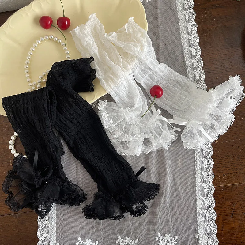 1-13Y Children Lace Ruffle Leg Warmers Summer Sweet Lolita Girls Calf Length Sock Cuffs for Kids Thin Leg Accessories
