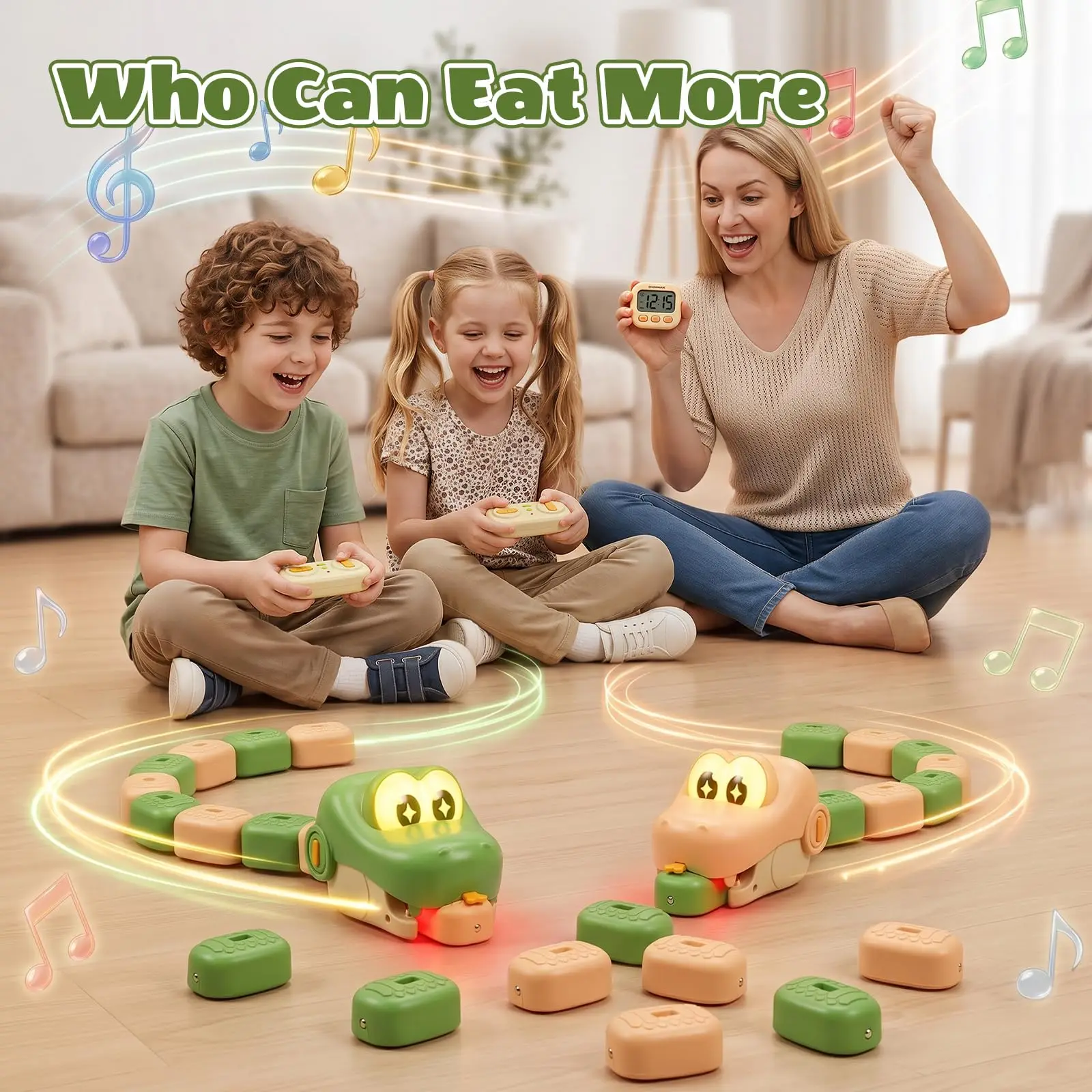 2 PCS RC Magnetic Eating Snake Remote Control Car Toy Animal Greedy Bean Devouring Car Interactive Christmas Birthday Party Gift