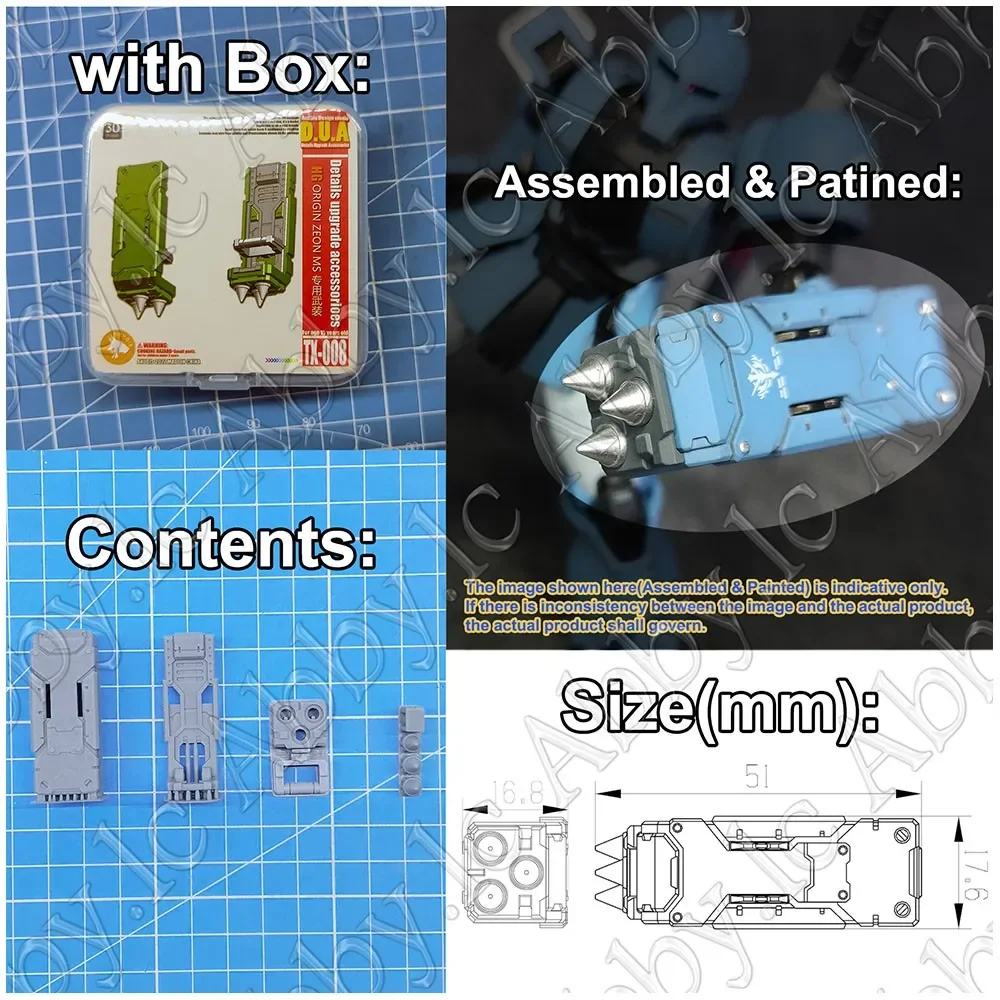 Knuckle Shield for HG 1/144 The Origin Zaku II C-5 R6 I Char Aznable Ver. Red Comet High Mobility Type Anubis TX-008 Resin Model