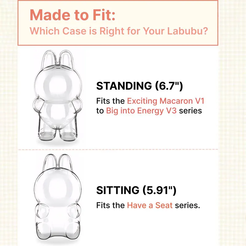 Transparante beschermhoes voor LABUBU V1 V2 Beschermhoes Ultieme pantser met stofdichte krasbestendige prestaties