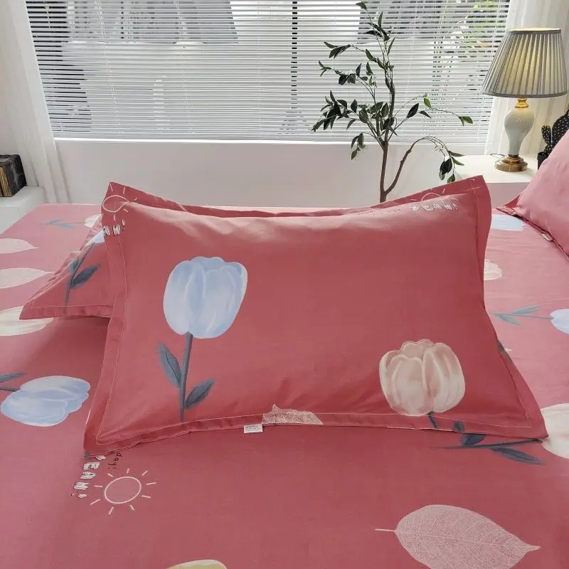 Beautiful Washed Cotton Pair for Dorm Rooms and Apartments, 48x74cm Soft and Cozy Pillowcase Pair with Beautiful Flower Design