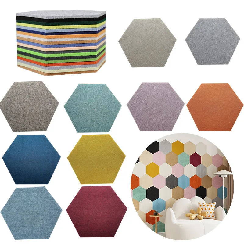5/10PCS DIY Self-adhesive Hexagon Felt Wall Sticker Photo Background Board Wall Sticker Home Room Decoration Sound Proof Wall