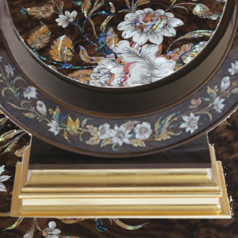 French solid wood shell inlaid edge few corners mahogany solid wood small coffee table telephone