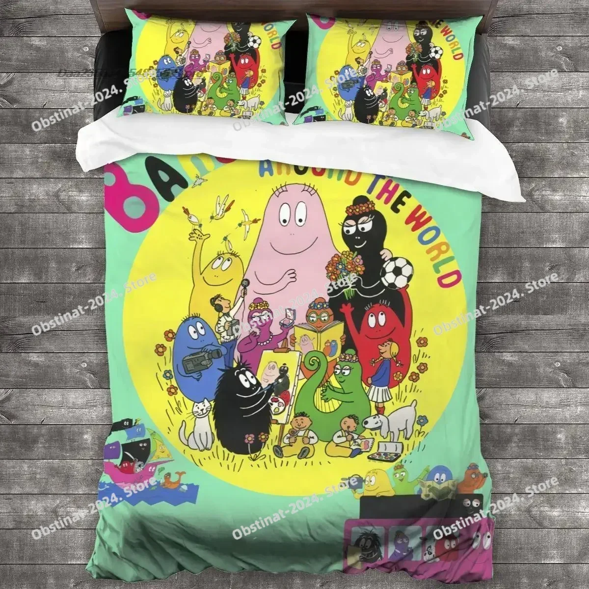 Barbapapa Bedding Set Single Twin Full Queen King Size Bed Set Aldult Kid Bedroom Duvetcover Sets Print coberta de cama de casal