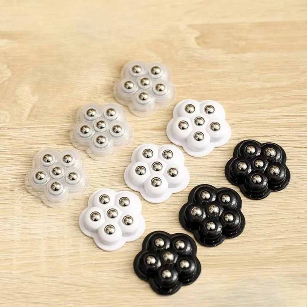 4 Stück selbstklebende Lenkrollen mit 6 Perlen, Mini-Lenkrollen, Edelstahlperlen, universelle Lenkrollen, selbstklebend