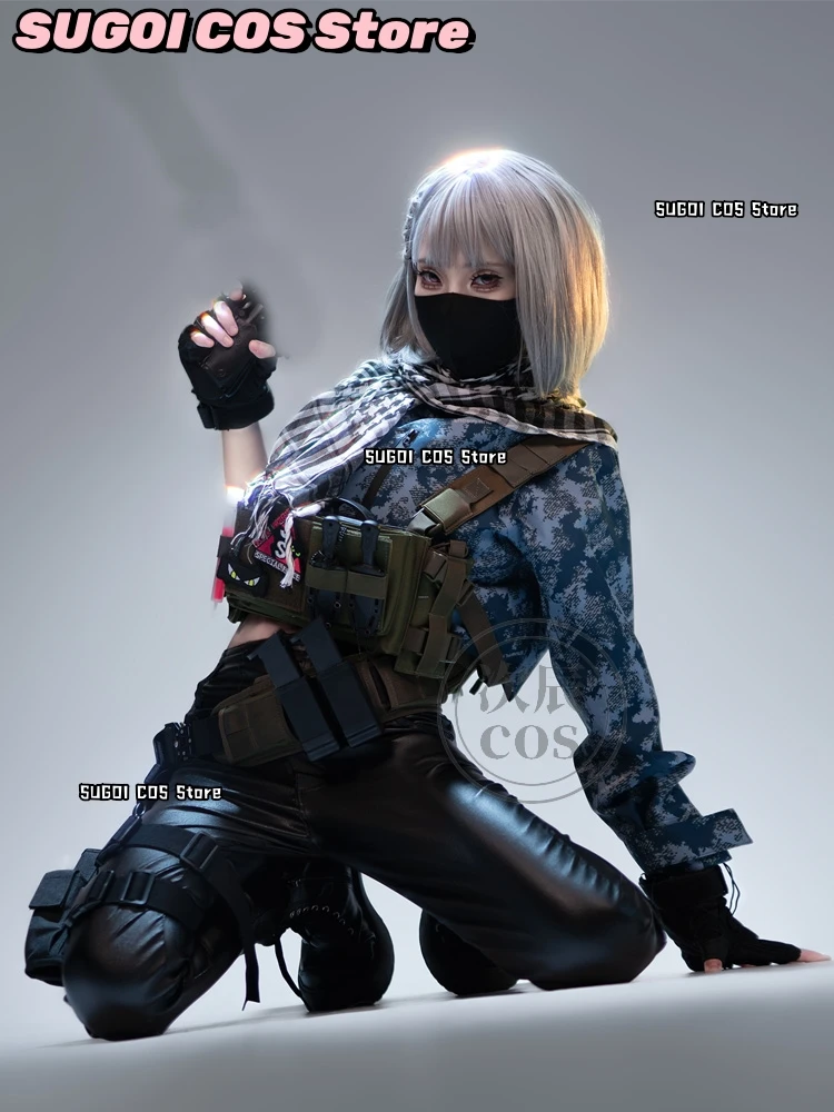 لعبة دلتا فورس ماي شياوين أزياء تنكرية تكتيكات القوات الخاصة إخضاع للجنسين الزي هاكر مخلب لعب الأدوار شعر مستعار الأحذية الدعاوى