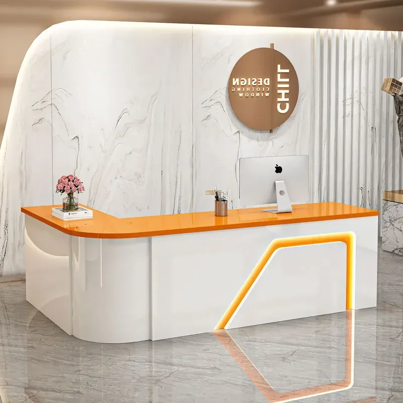 Italian Salon Reception Desk Small Simple Checkout Table Cashier Counter Desk Office Show Mueble De Recepción Hotel Furniture