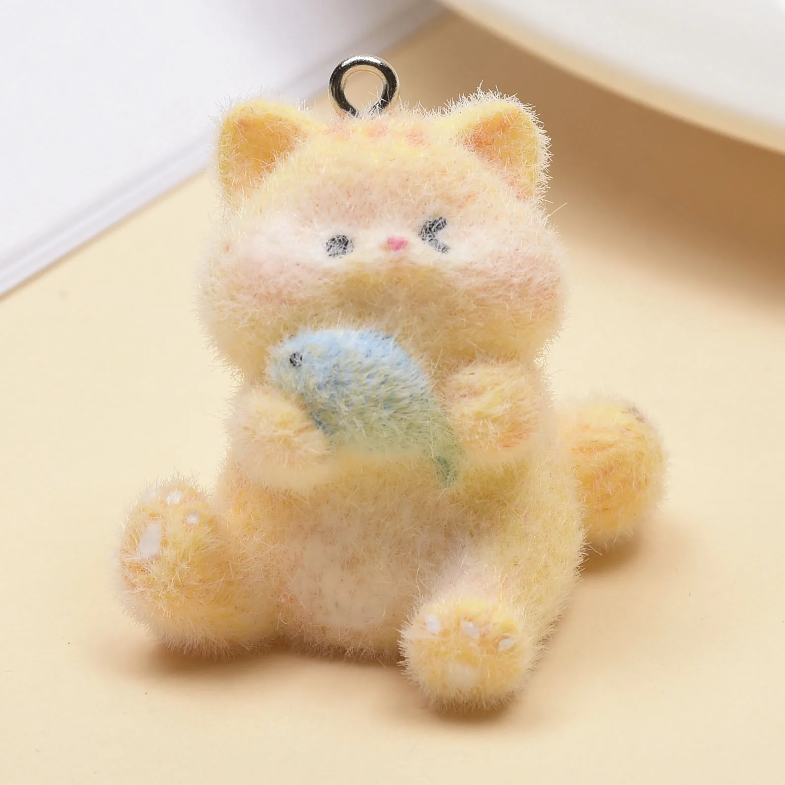 18pcs Cartoon Flocking resin Cats eat fish Charms cute  Plush Doll pendant for Necklaces earrings keychains diy jewelry fittings