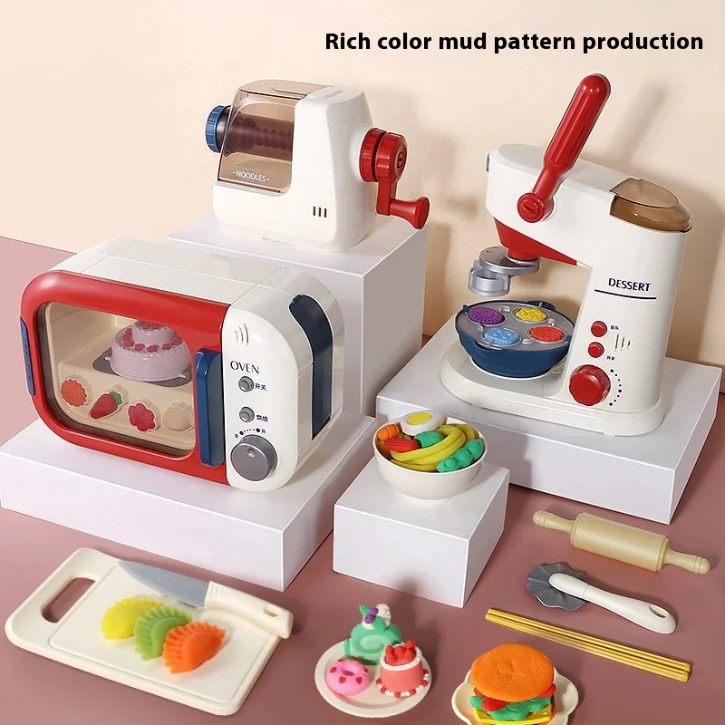 

Children's Playhouse Multi-color Clay Toaster Oven Microwave Color Clay Mold Set Exercise Hands-on Ability Diy Plasticine Toys