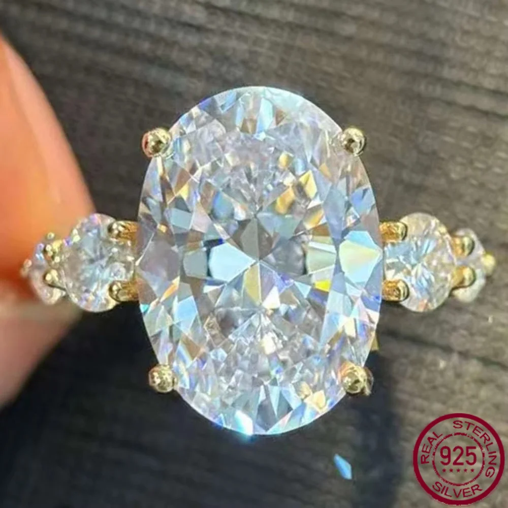 Yaranyan 925 Sterling Silver D Color VVS 8 CT Oval Cut GRA Real Moissanite Diamonds Gemstone Rings Fine Jewelry Wedding Band