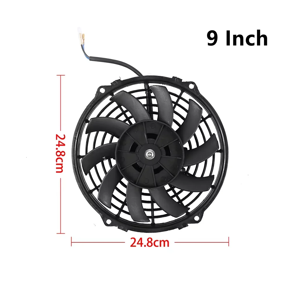 Universal 7/9/10/12/14/16 Inch 12V 80W 2100RPM Car Air Conditioning Cooling Fan Blade Cool Mounting Kit CF-1001