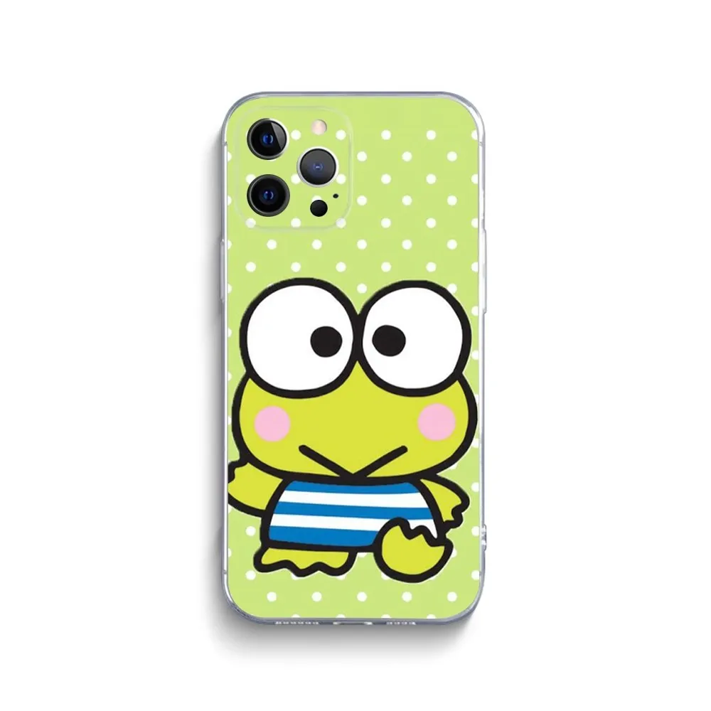 K-Kero K-Keroppi Phone Case For iPhone 15,14,13,12,11 Plus,Pro,Max,XR,XS,X,7,8 Plus,SE,Mini Transparent Silicone Soft