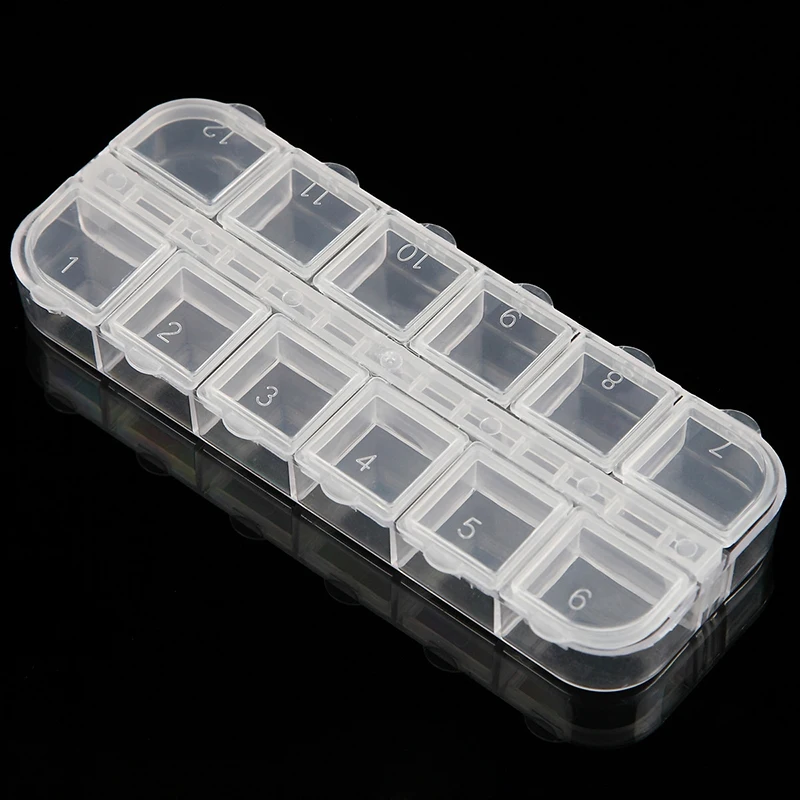 Portable Transparent Nail Art Storage Box Jewelry Beads Gems False Tip Container Empty Nails Rhinestones Holder Case Organizer