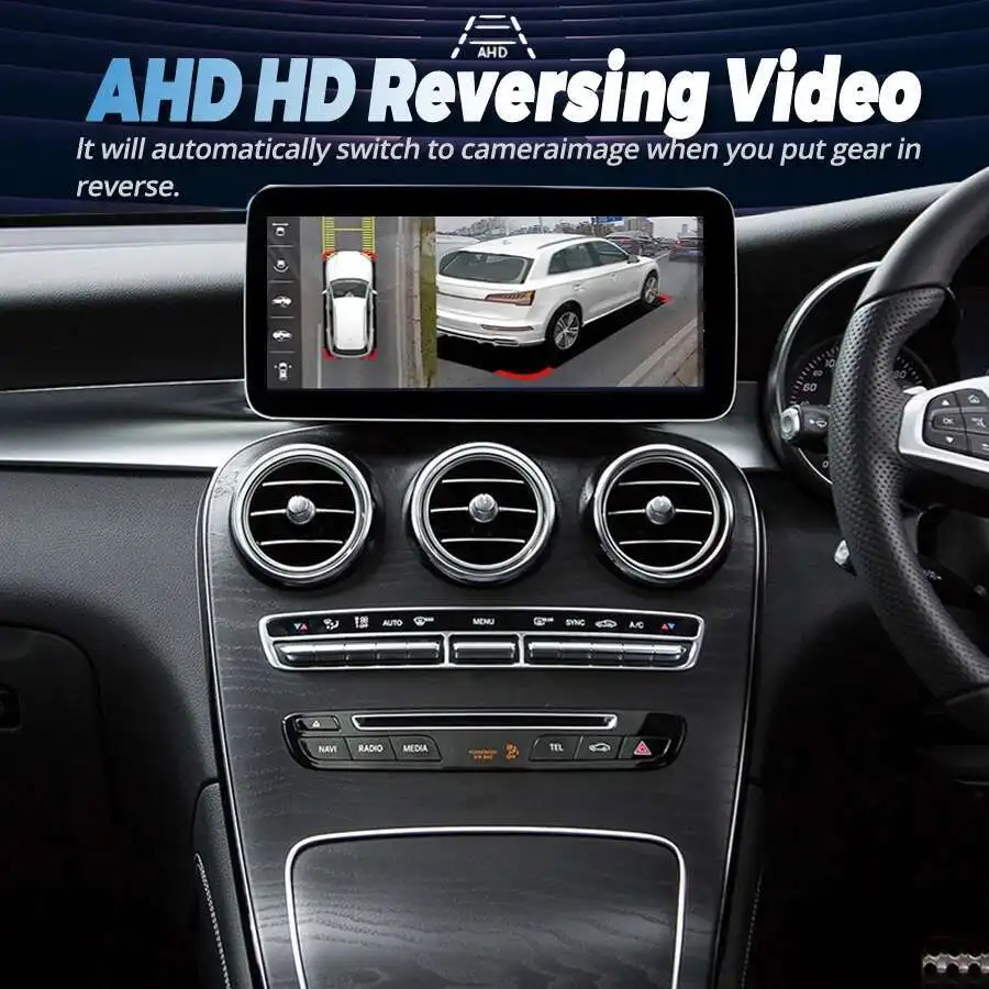 شاشة Carplay للسيارة 12.3 بوصة لسيارة Mercedes Benz C W205 GLC X253 2015-2018 نظام تحديد المواقع التلقائي نافي واي فاي وحدة رأس راديو الوسائط المتعددة أندرويد 13